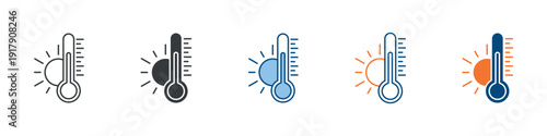 Temperature Icon Set Multiple Style Collection