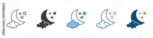 Moon Icon Set Multiple Style Collection