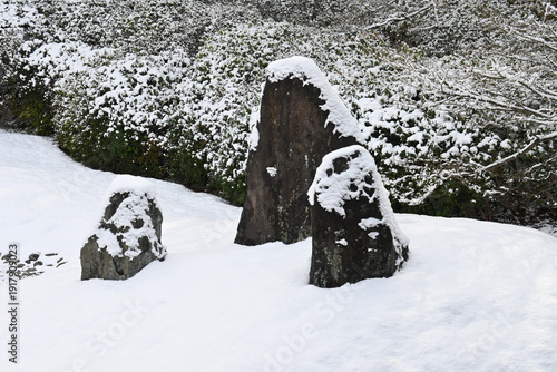 京都市東山 光明院 積雪の日本庭園
