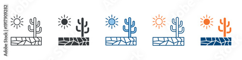 Drought Icon Set Multiple Style Collection
