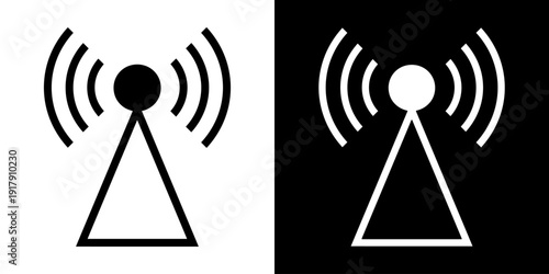 Antenna signal tower icon set for wireless communication