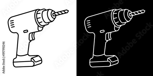 Cordless electric drill power tool vector icon