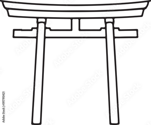 Traditional japanese torii gate standing on two tall pillars