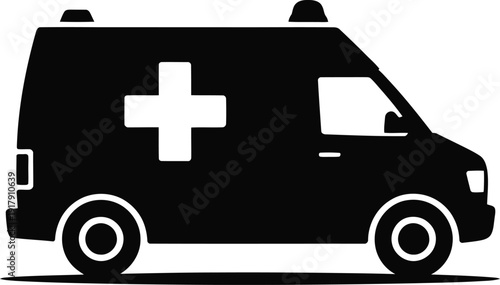 Ambulance vehicle icon with cross sign isolated on white background illustration