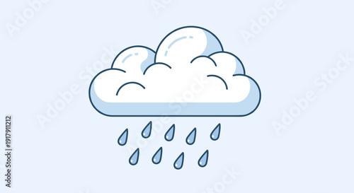 Rain Cloud Illustration with Falling Raindrops.