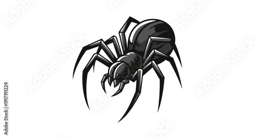 Black and White Spider Illustration.