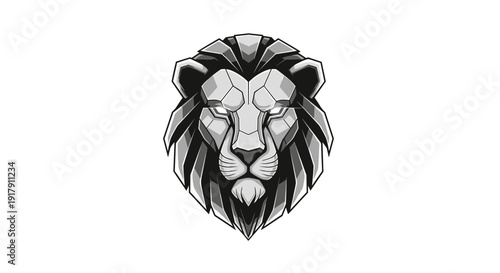 Lion Head Illustration with Detailed Mane.