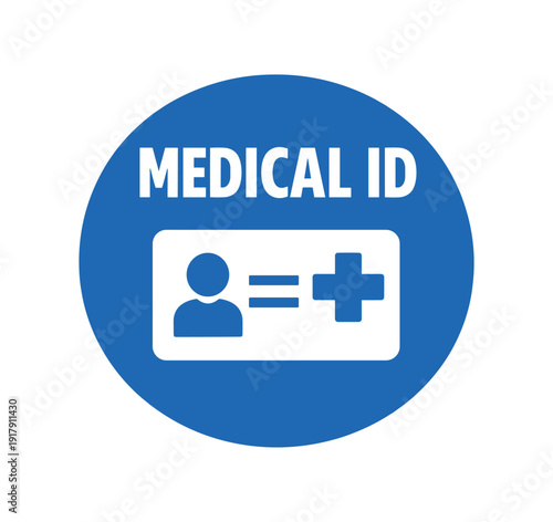 Flat vector badge MEDICAL ID simple white id card with medical cross minimal good look design good for package business info about product