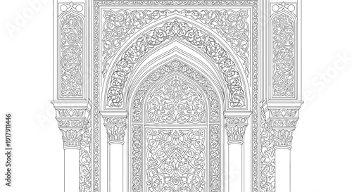 Intricate Archway with Ornate Details and Patterns.