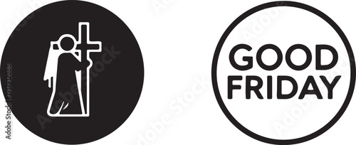 Graphic icons representing good friday and crucifixion imagery in minimalist style