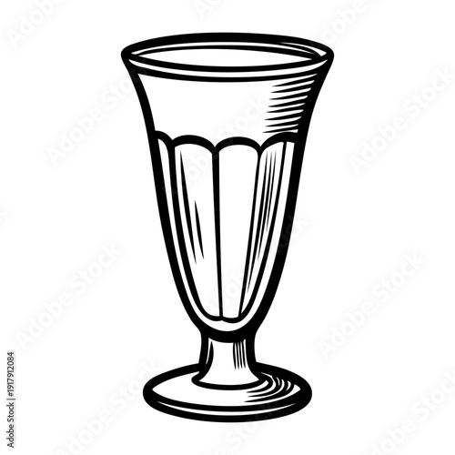 Dibujo sencillo con líneas de una copa de cristal para helado