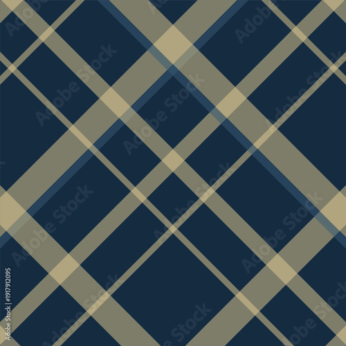 Classic Plaid Pattern in Navy Blue and Beige Colors for Textile Design
