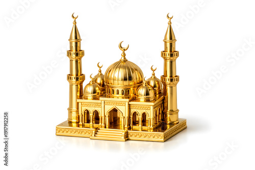 Gold Miniature Mosque: Luxury Ramadan Decor Concept in 8K Detail