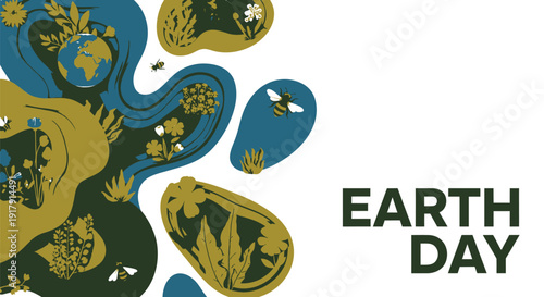 Earth Day eco friendly icon collection. Includes recycling, conservation, sustainability, and environmental protection symbols. Created in modern style with green and blue palette.