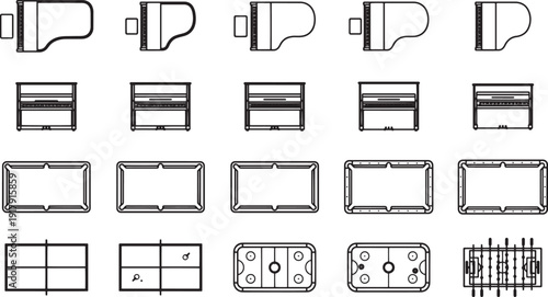 Collection of meticulously crafted minimalist icons representing various objects or entities, each with a unique identity and purpose. Explore their individual visual storytelling potential.