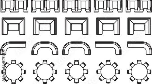 Diverse illustration showcases the versatility and creative potential of various furniture designs, perfect for interior design concepts.