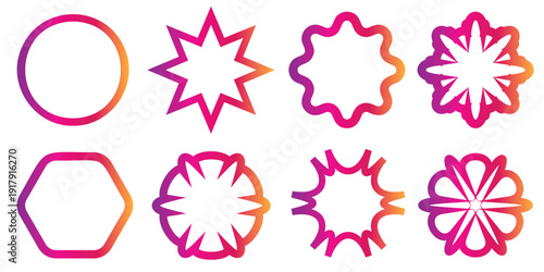 Colorful starburst gradient shapes abstract vector background with bright playful splash dynamic modern design graphic set