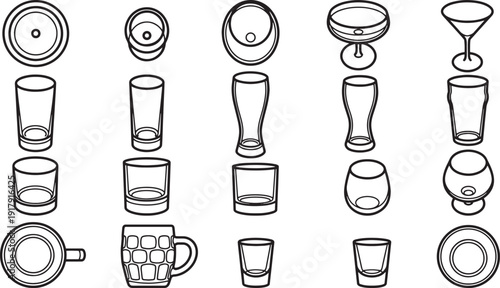 An array of barware glassware in sleek minimalist style, perfect for any beverage.