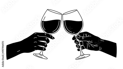 Vector Icon Sheet of Toasting Wine Glasses in a Celebratory Gesture