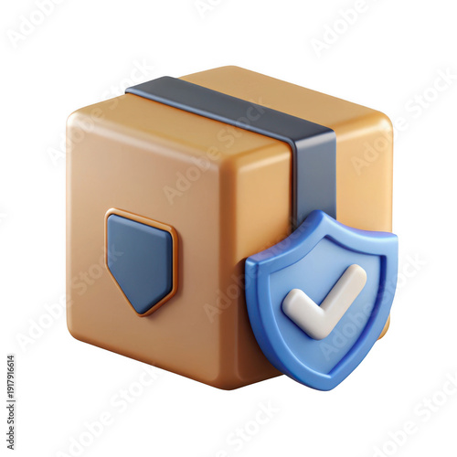 3d rendered secure package icon isolated on transparent background