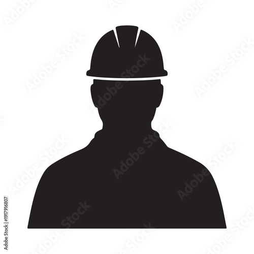 Silhouette of a worker wearing a hard hat representing safety and construction