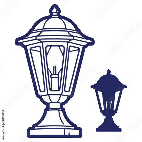 Elegant outdoor lamp vector art set isolated on white background for architectural design projects and home decor related concepts
