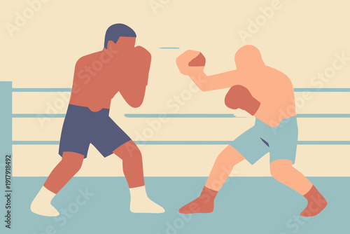 Intense Boxing Match Two Fighters in Action.