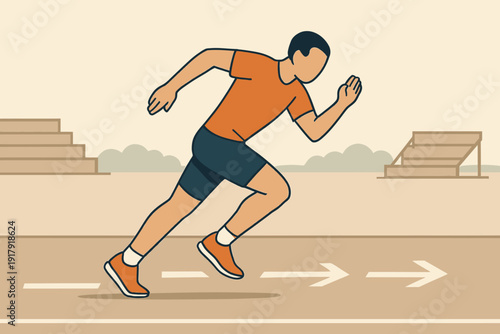 Man sprinting with focused determination on a marked track.