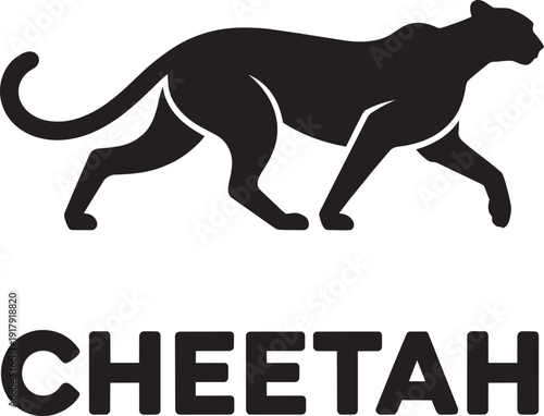 Cheetah silhouette logo design showing fast movement and graceful feline proportions for speed