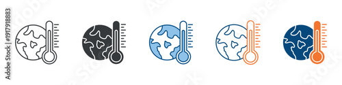 Global Warming Icon Set Multiple Style Collection