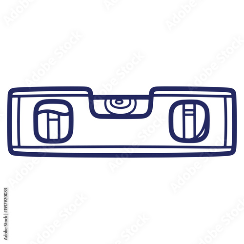 Hand drawn spirit level tool illustration for construction and do it yourself projects showing precision measurement and balance