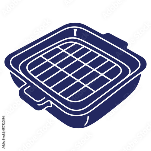 Illustration of a barbecue grill in isometric view ready for outdoor cooking and summer picnics with a blue color scheme