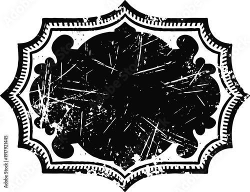 Vintage grunge frame with ornamental border and distressed texture background design