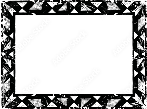Vintage grunge black geometric rectangular frame with distressed texture