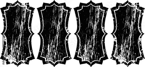 Set of four vintage wooden texture labels with distressed grunge effect for rustic design