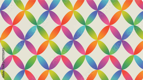 Bold infinite vector pattern of interconnected geometric elements in a vibrant, energetic palette