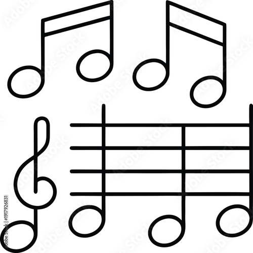 music line art vector illustration on transparent background