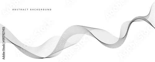 Modern abstract background featuring a smooth flowing Gray wave with text for website design.