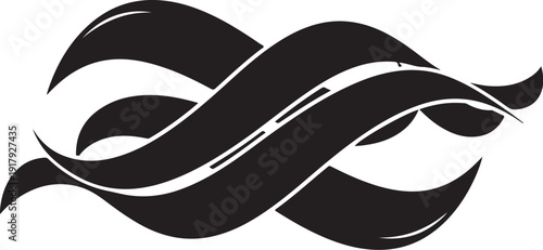 Elegant black and white abstract ribbon design element