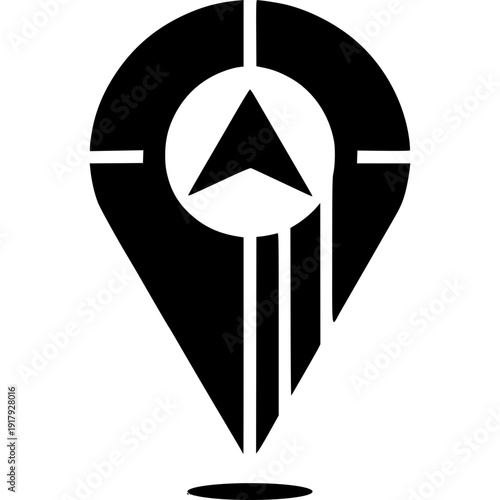 Modern Location Symbol: A clean, sleek, and minimalist black-and-white symbol representing location, direction, and navigation.