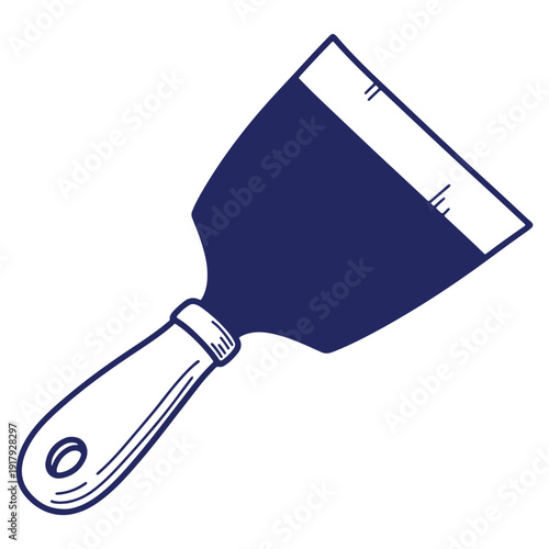Simple Hand Drawn Illustration of a Spatula Tool for Home Improvement and Construction Work Ideal for DIY Projects