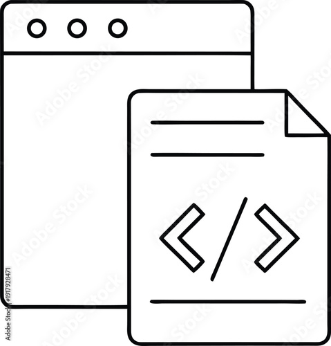 code line art vector illustration on transparent background