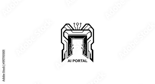 AI Portal Logo Design, Digital Gateway, Futuristic Technology Concept