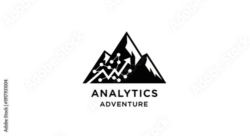 Analytics Adventure Mountain Logo with Upward Graph for Data Growth Business