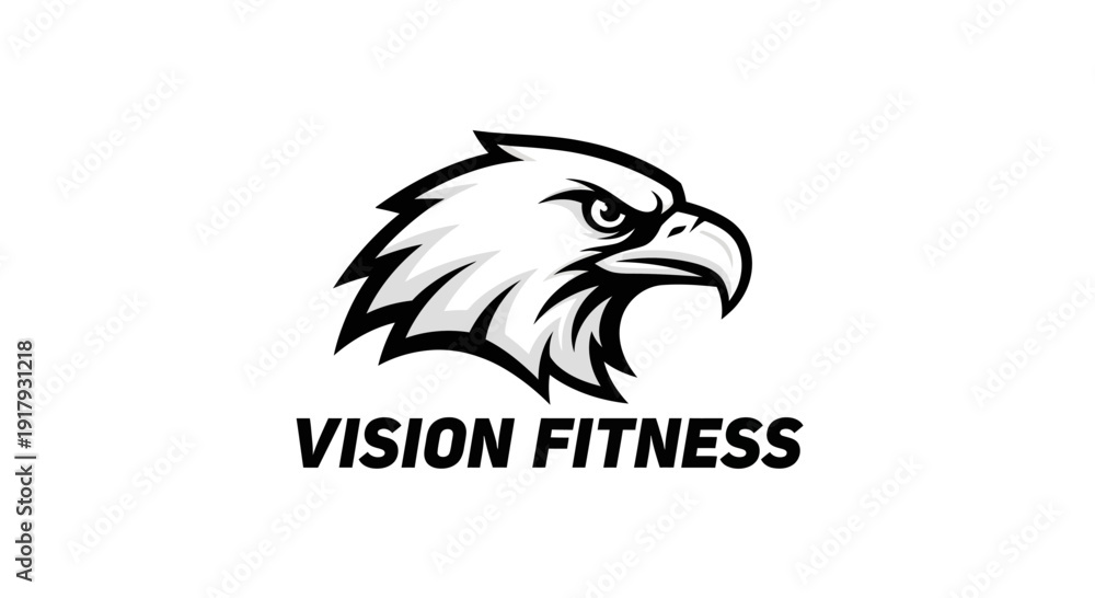 Fototapeta premium Bold Eagle Head Logo with Vision Fitness Text