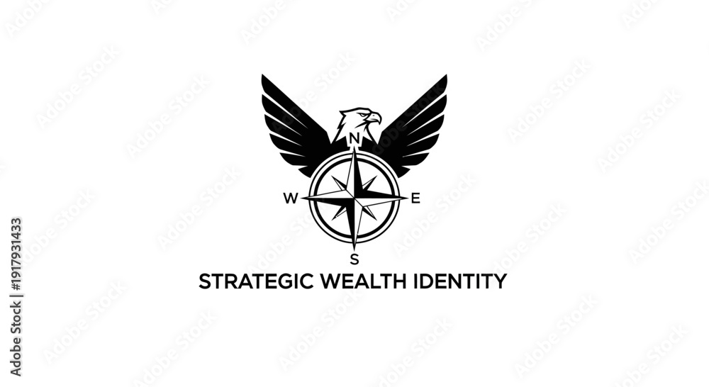 Fototapeta premium Eagle and Compass Logo for Strategic Wealth Identity and Financial Guidance