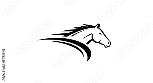 Dynamic Horse Head Logo Silhouette Vector Illustration