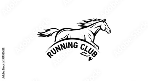 Dynamic Running Horse Club Logo Vector Illustration for Equestrian Sports and Athletic Teams