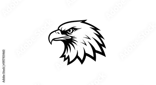 Eagle Head Mascot Logo Illustration - Black and White Vector Graphic