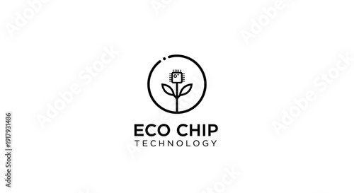 Eco Chip Technology Logo: Sustainable Digital Plant Circuit Icon for Green Innovation